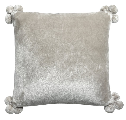 Coussin Tender pompons Perle 45 x 45